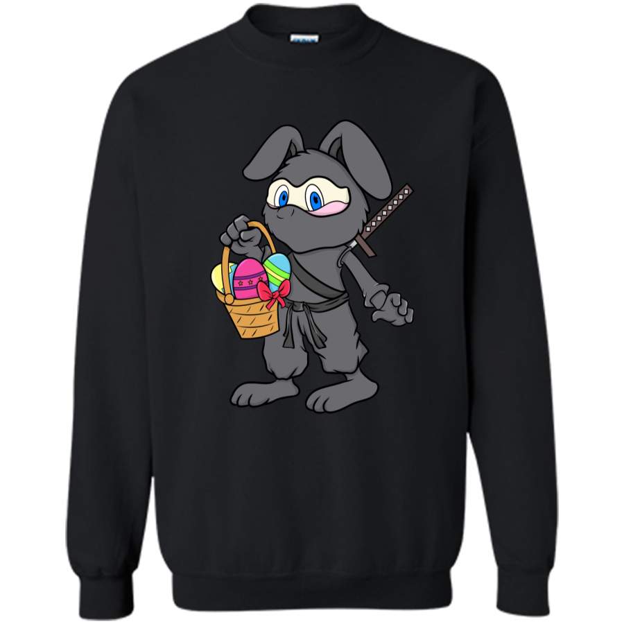 Cute Easter Egg Hunt Easter Bunny Ninja T-Shirt Printed Crewneck Pullover Sweatshirt 8 oz