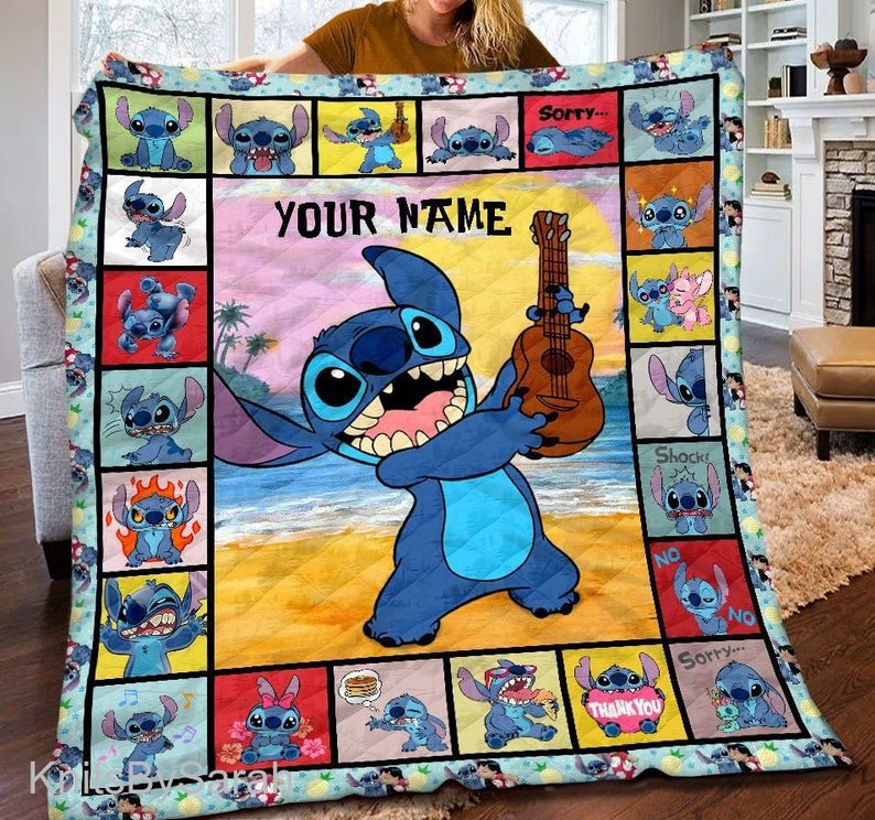 Stitch Quilt Blanket, Stitch Personalized Anme Quilt, Ohana Means Family Lilo And Stitch Blanket Quilt