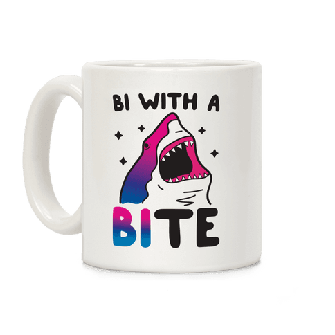 Bi With A Bite Bisexual Shark Coffee Mug