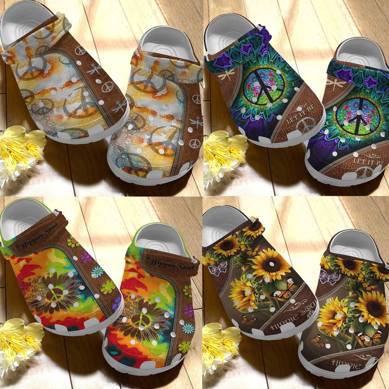 Hippie Personalize Clog, Custom Name, Text, Fashion Style For Women, Men, Kid, Print 3D Hippie Girl Collection