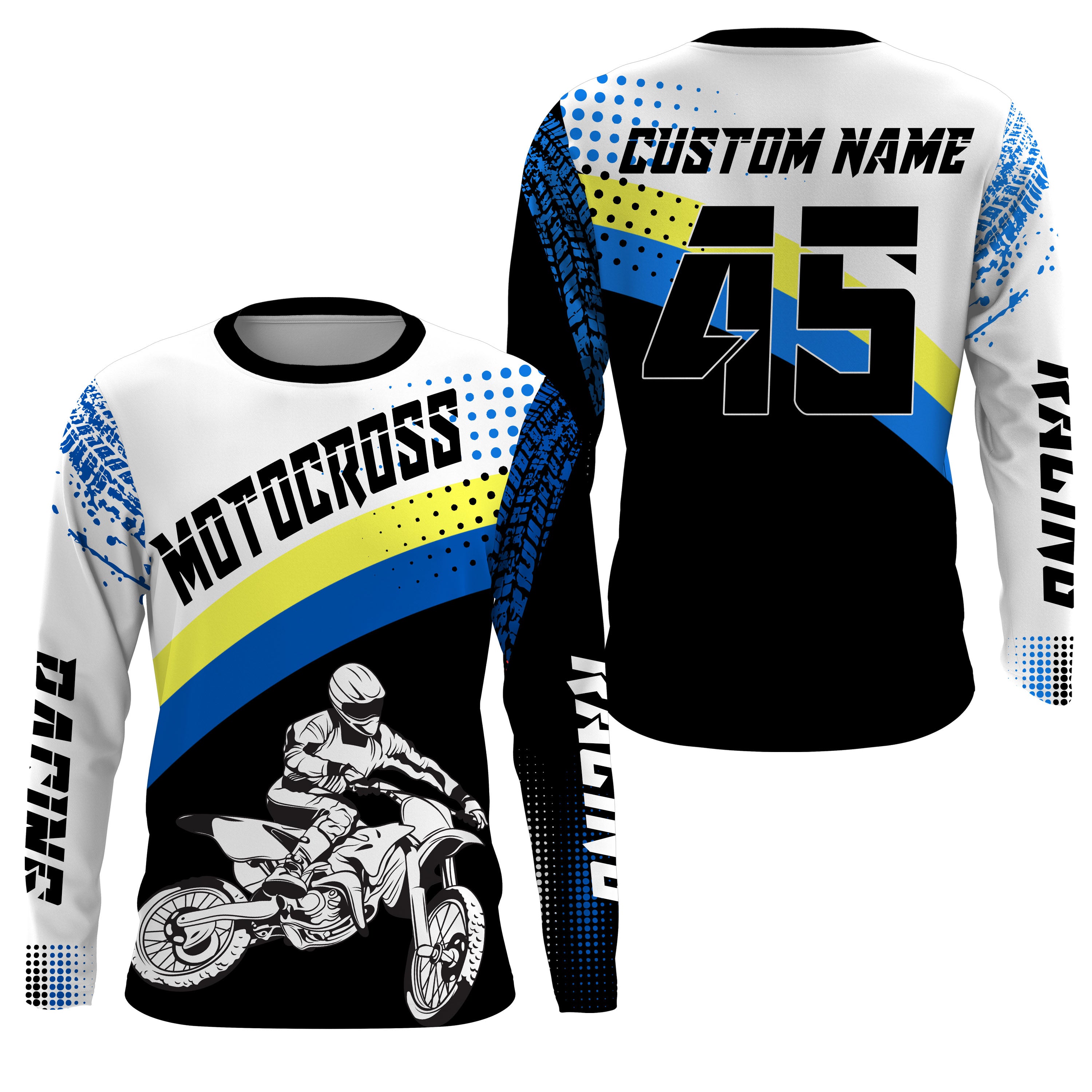 Custom Motocross Jersey Blue Upf30+ Men Women Kid Dirt Bike Racing Off-Road Motorcycle Long Sleeve Nms1003