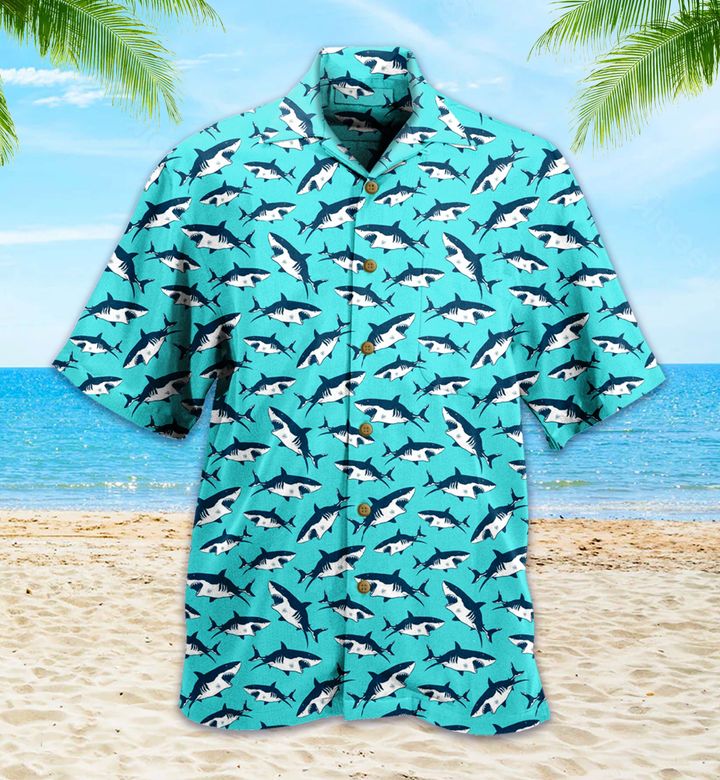 Shark Blue Hawaiian Shirt 3D