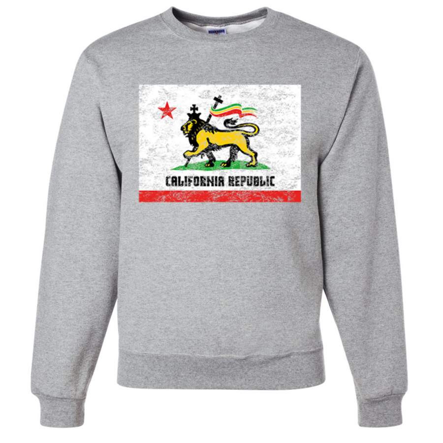 California Rasta Lion Flag Crewneck Sweatshirt