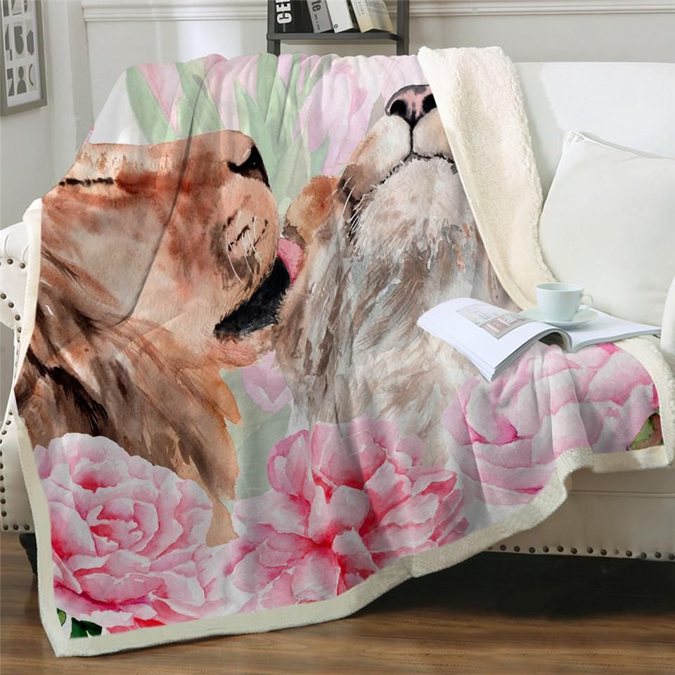 A Couple Of Lions Sherpa Fleece Blanket