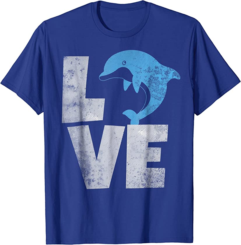 Love Heart Dolphins T-Shirt Dolpin Lover Ocean Sea Animal