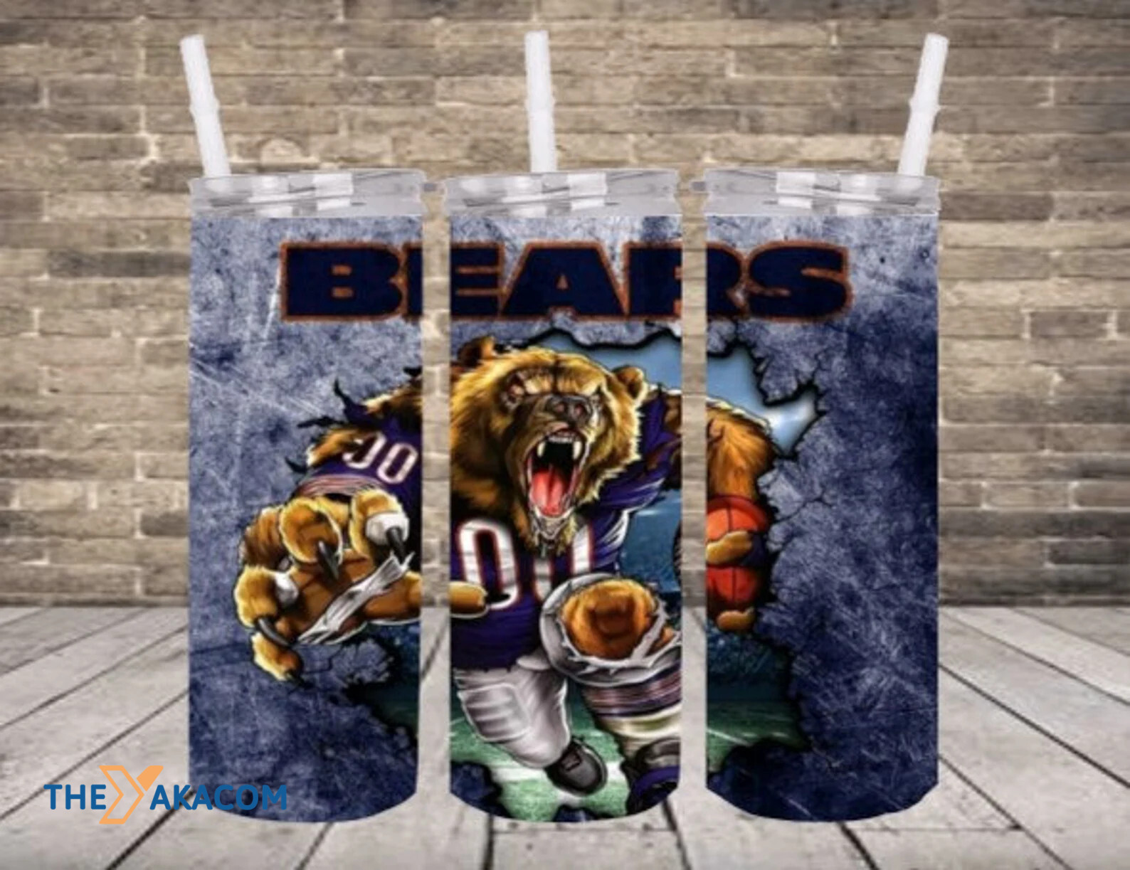 Strong Player Competing Blue Scratch Background Chicago Bears Tumbler