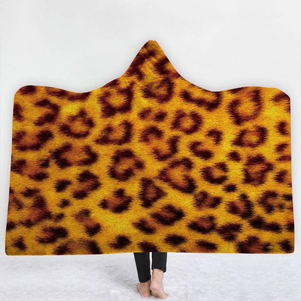 Animal Hooded Blankets – Animal Series Leopard Print Fleece Hooded Blanket