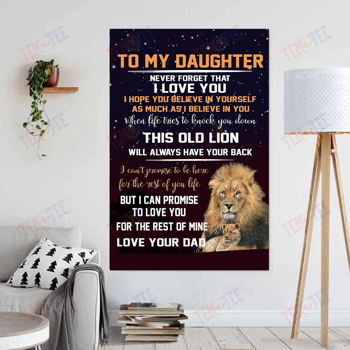 Canvas Painting To My Daughter This Old Lion Will Always Have Your Back Wall Art Home Decor