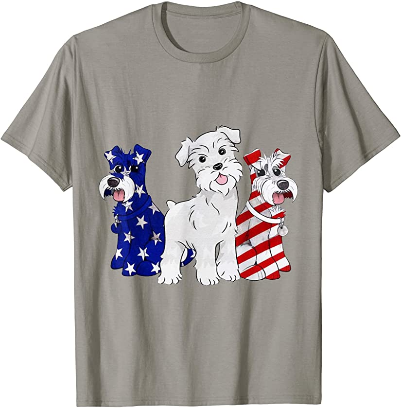 Schnauzer Puppy Patriot Happy Independence Day T-Shirt