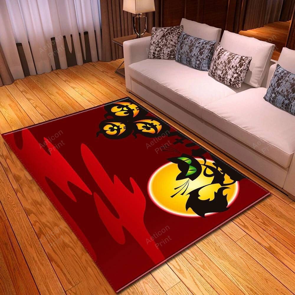 Halloween Happy Halloween Black Cat With Pumpkin Area Rug Carpet Vintage Home Decor Gift Idea Carpet