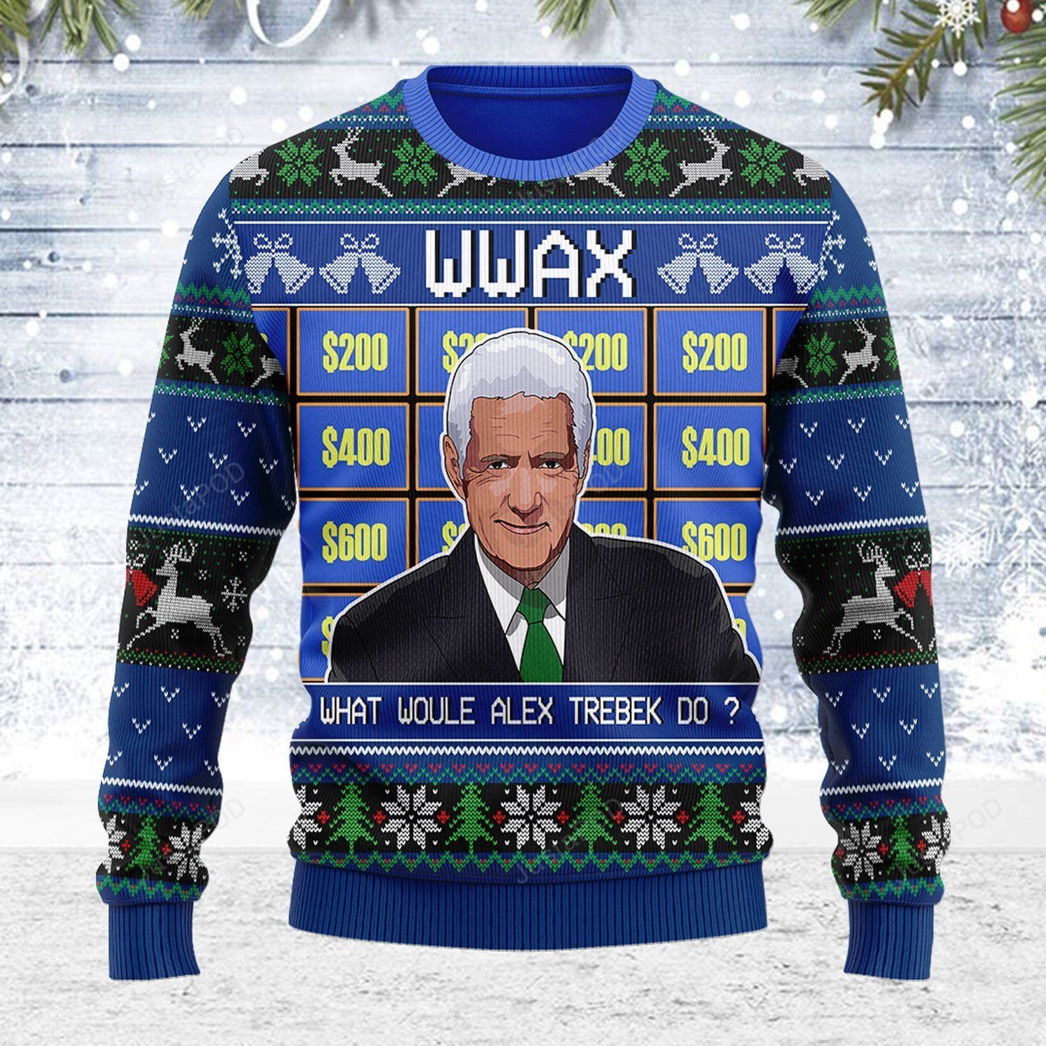 Alex Trebek For Unisex Ugly Christmas Sweater, All Over Print Sweatshirt