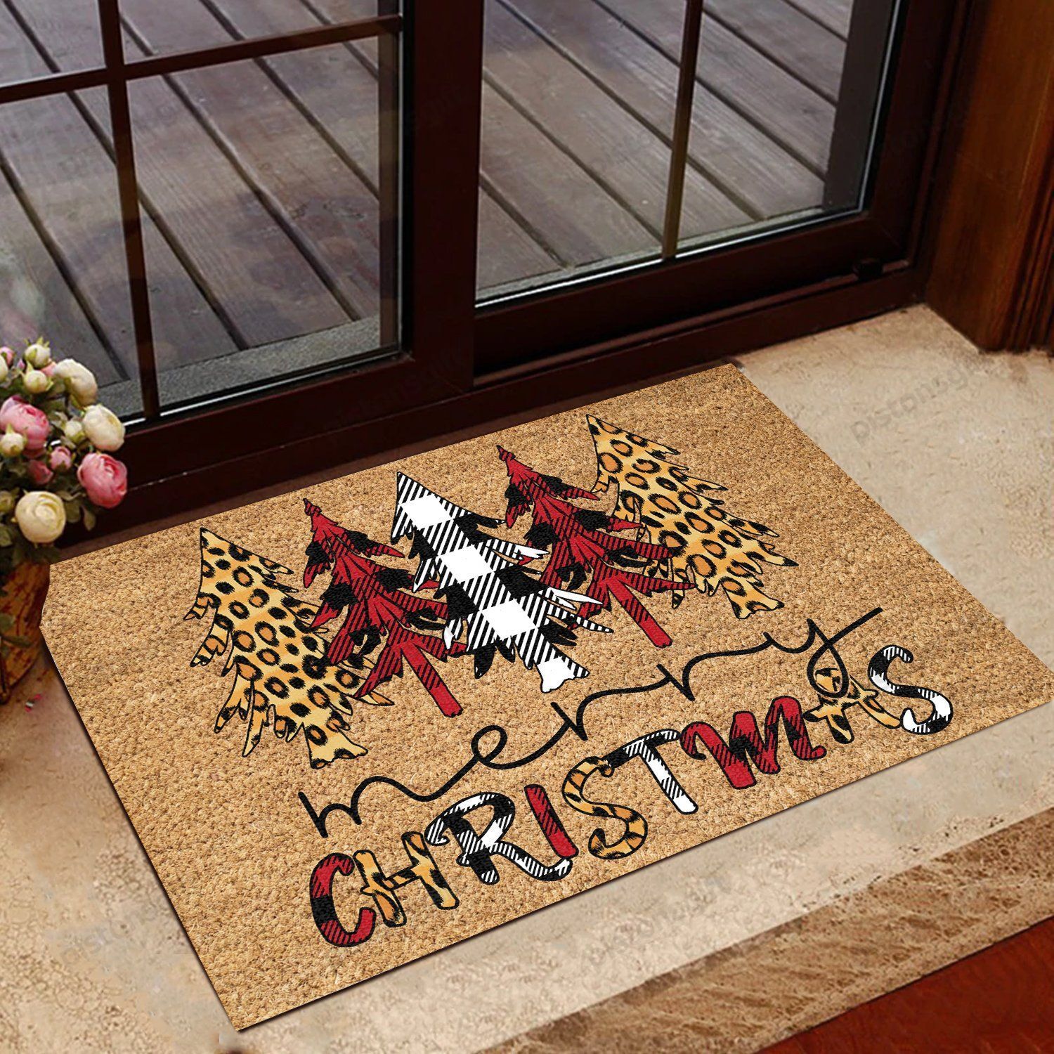 Pine Tree Pattern – Merry Christmas Coir Pattern All Over Printing Doormat