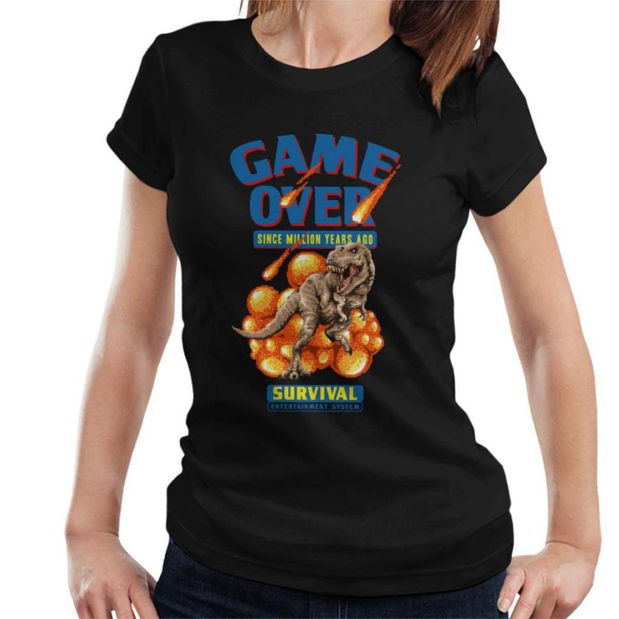 Retro Pixel Game Over Dinosaur Survival Women’s T-Shirt