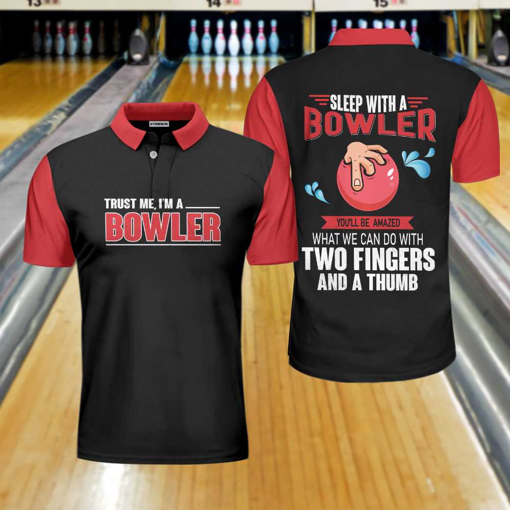 Sleep With Bowler Polo Shirt, Black And Red Bowling Short Sleeve Polo Shirt, Funny Shirt With Sayings Coolspod