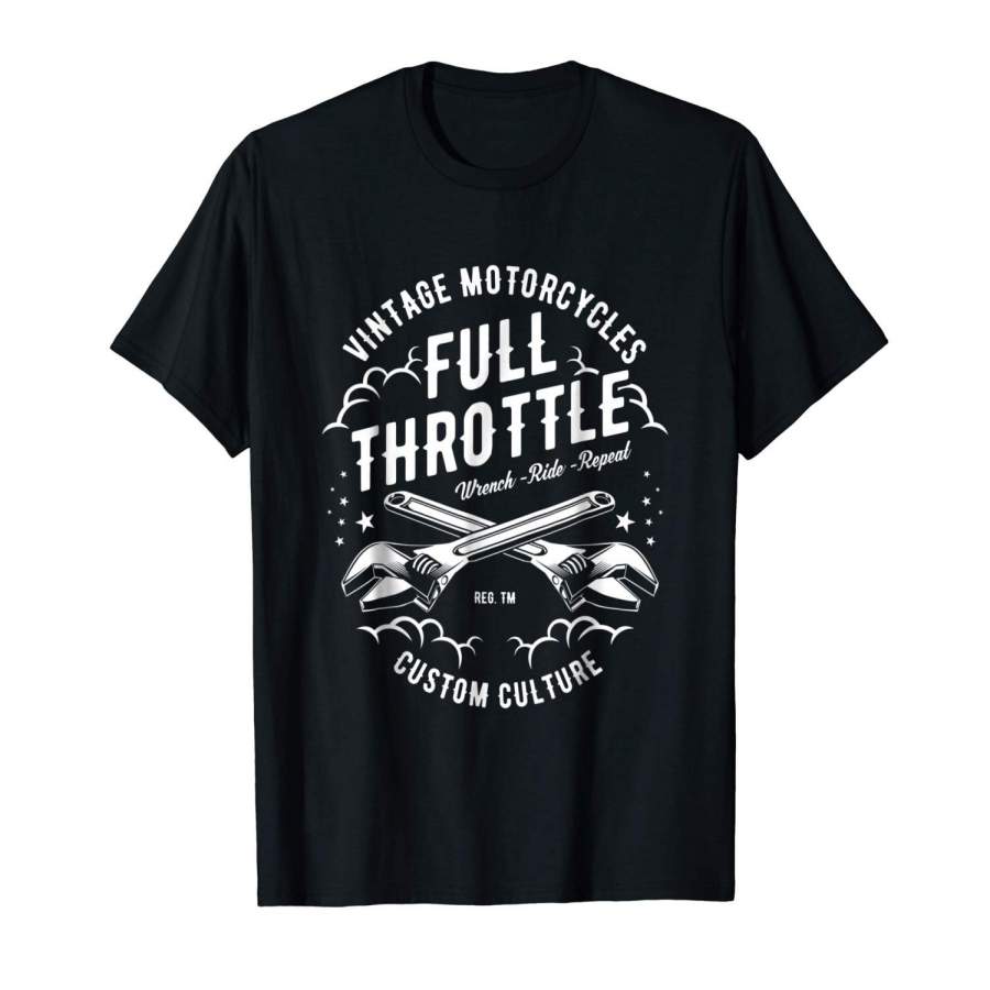 Full Throttle Vintage Motorcycle Men Summer T-shirt