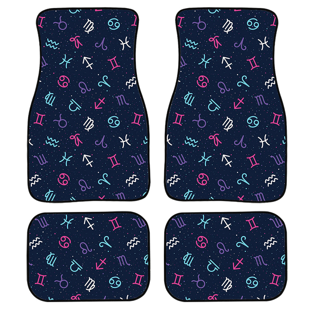 Colorful Zodiac Symbols Pattern Print Front And Back Car Floor Mats, Front Car Mat