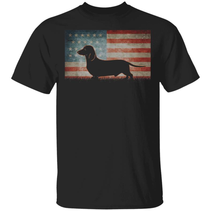 Retro Vintage USA Best Dachshund Dog Dad Ever American Flag TShirt