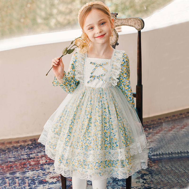 4 To 12 Years Kids and Teen Girls French Style Princess Dress 2022 Spring Children Floral Dress Cute Kids Party Clothing, #6709 alx