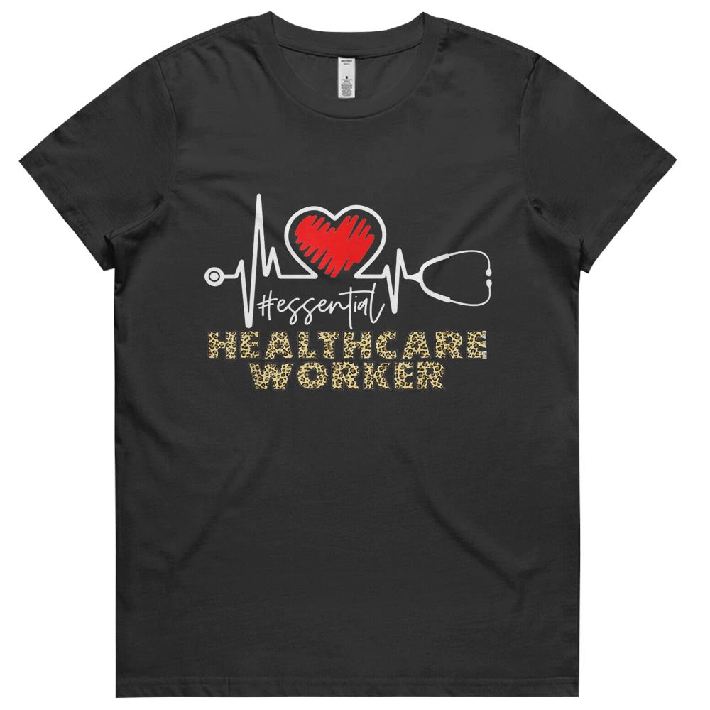 Essential Healthcare Worker Essential Worker Nursing Leopard Womens Tshirts