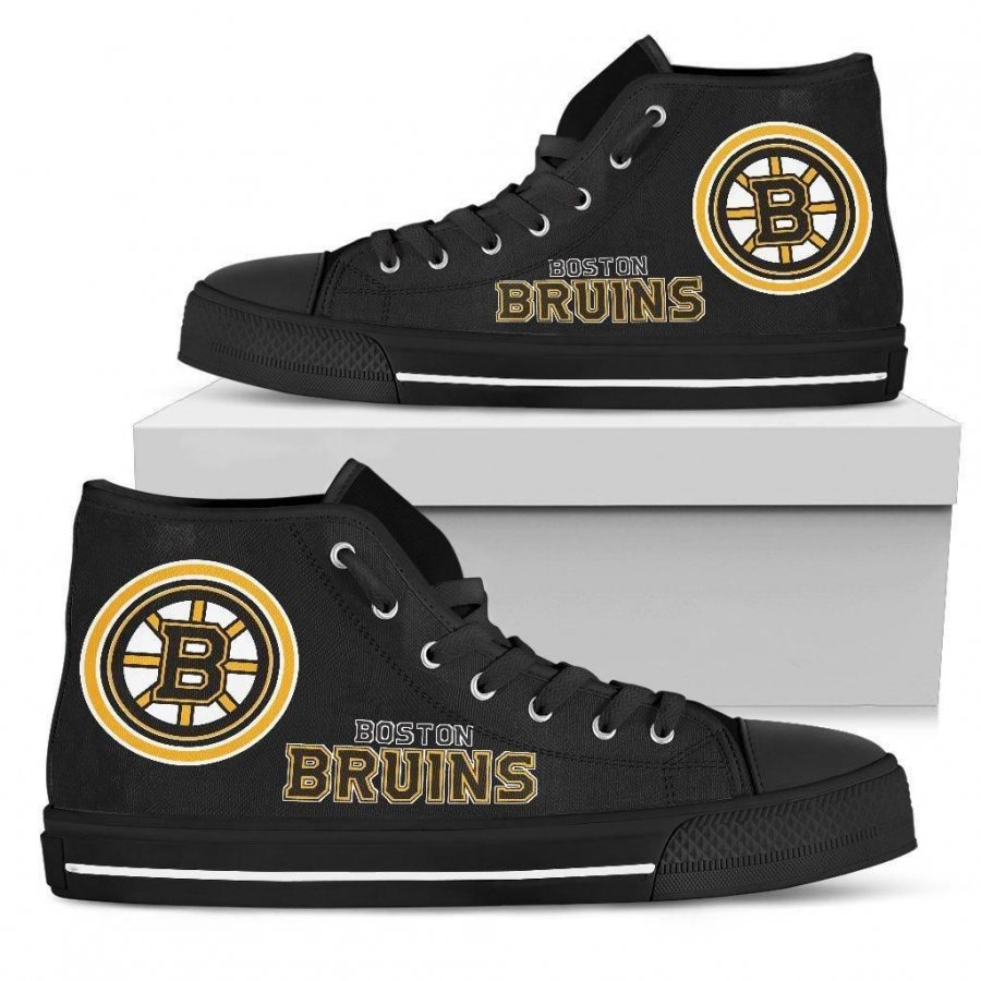 Circle Logo Boston Bruins High Top Shoes #464