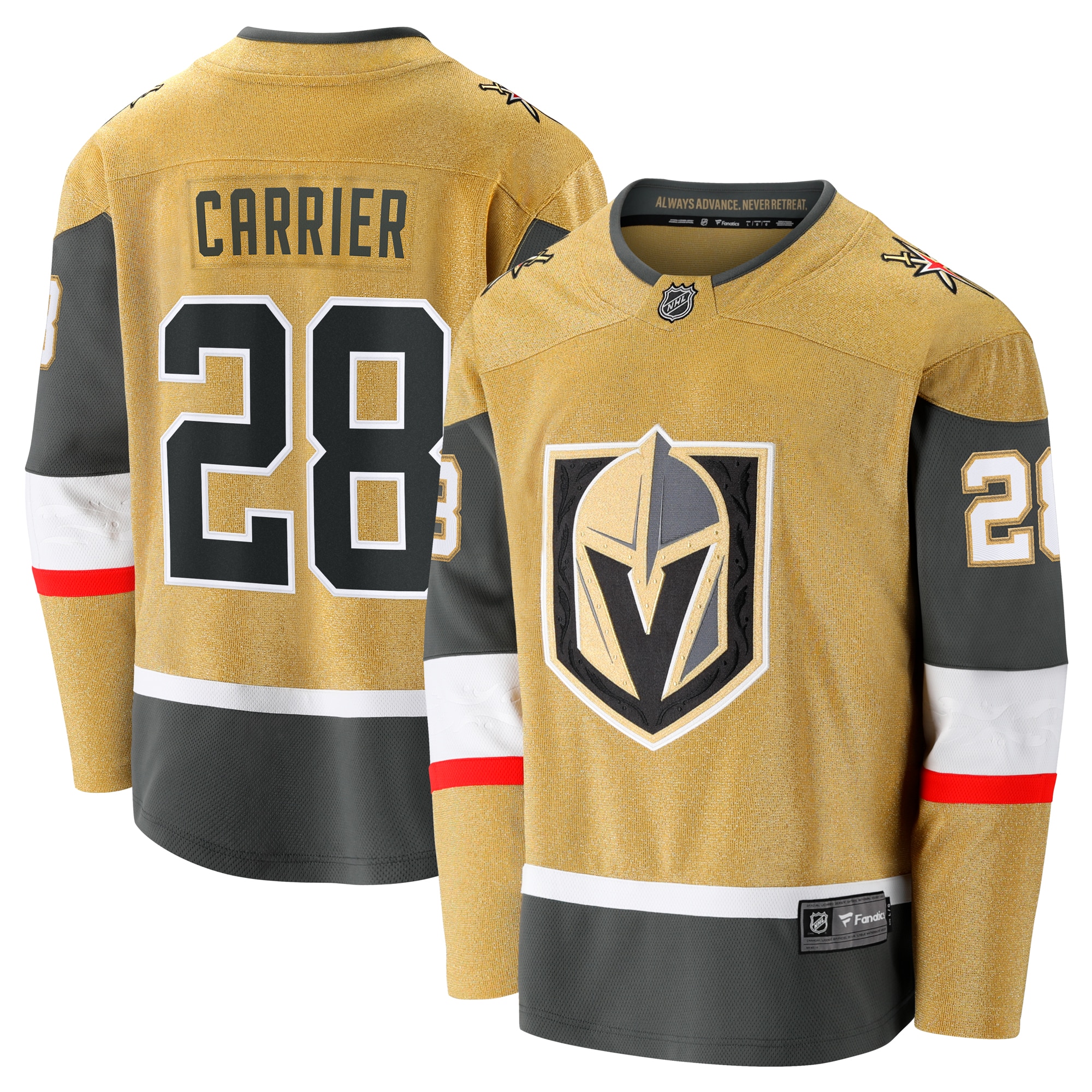 William Carrier Vegas Golden Knights Branded Home Breakaway Jersey – Gold