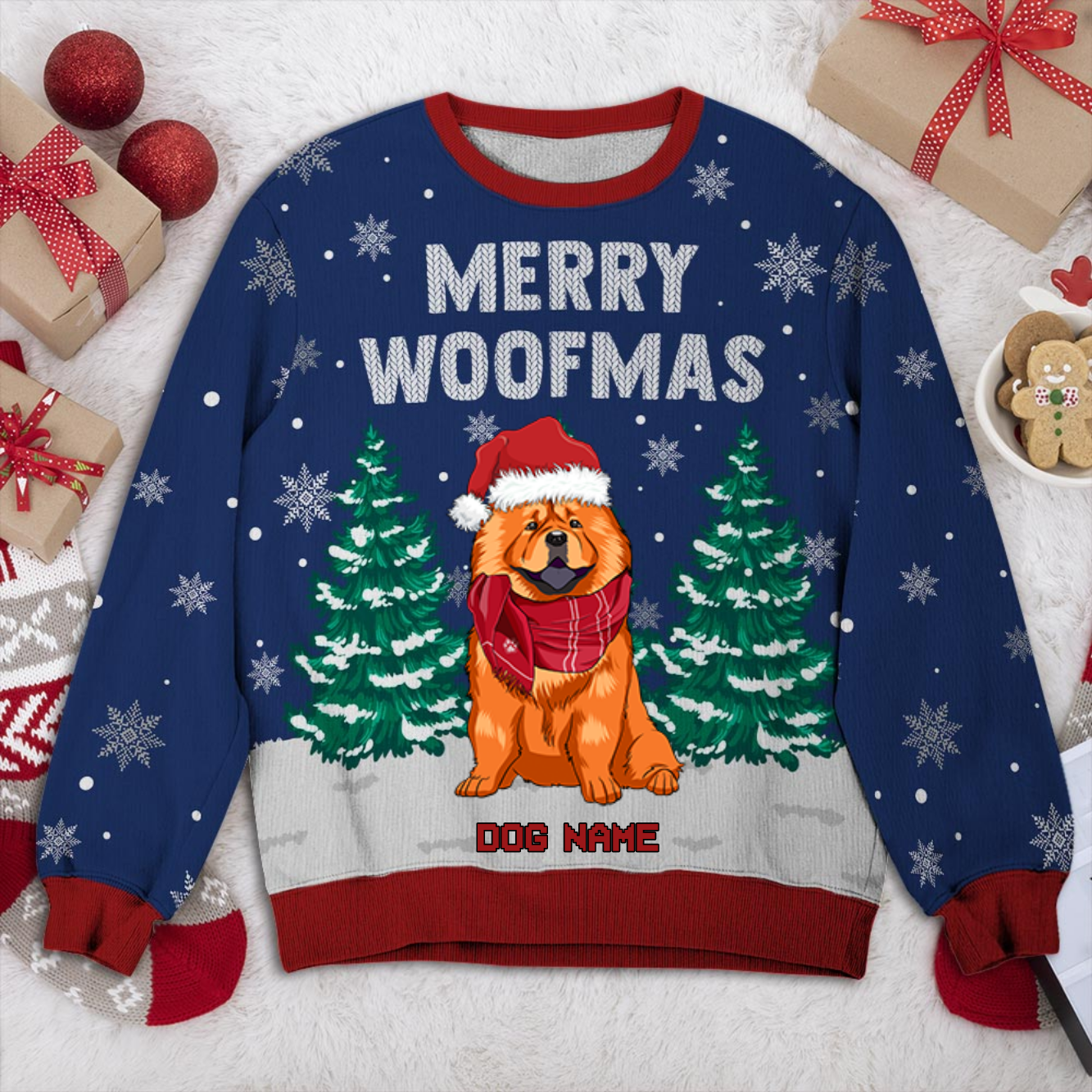 Chow Chow Personalized Sweater, Dog Ugly Christmas Sweater