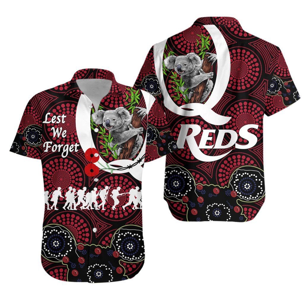 Australia Hawaii Shirt Queensland Reds Rugby Lest We Forget Koala Ha41957