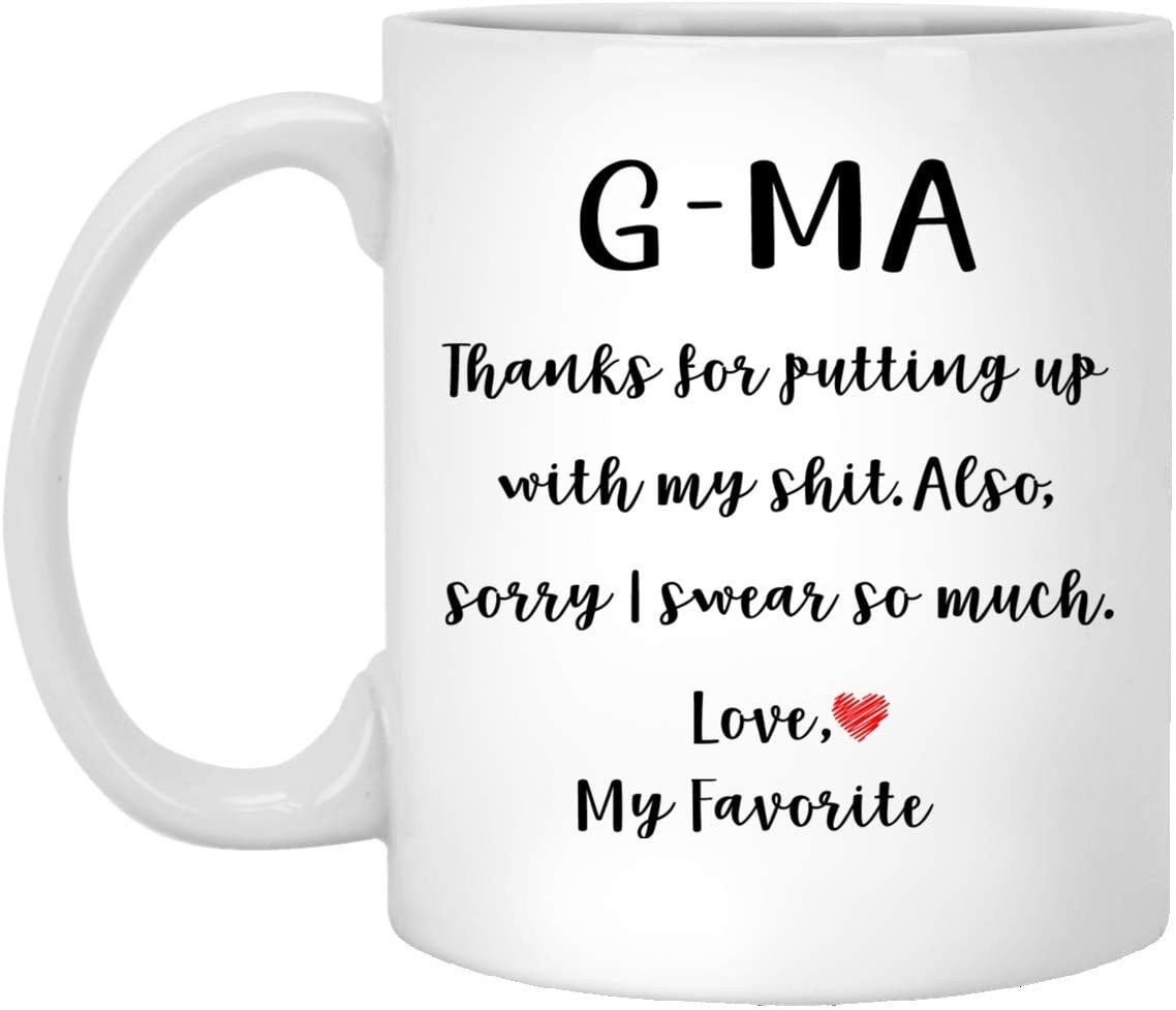 G-Ma Gifts From Daughter Son – Mothers Day Gifts For G-Ma Birthday Gifts – Funny G-Ma Coffee Mug Christmas Gift Ideas For G-Ma – White – 15Oz