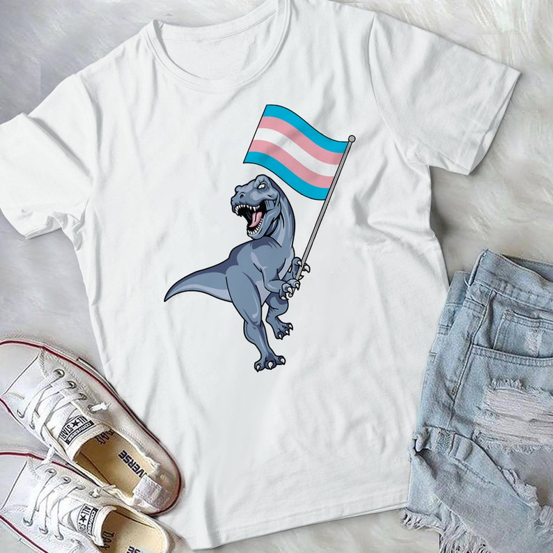 Dinosaur T-Rex Transgender Pride Flag Lgbt Lesbian Bisexual T-Shirt, Rainbow Pride Shirt