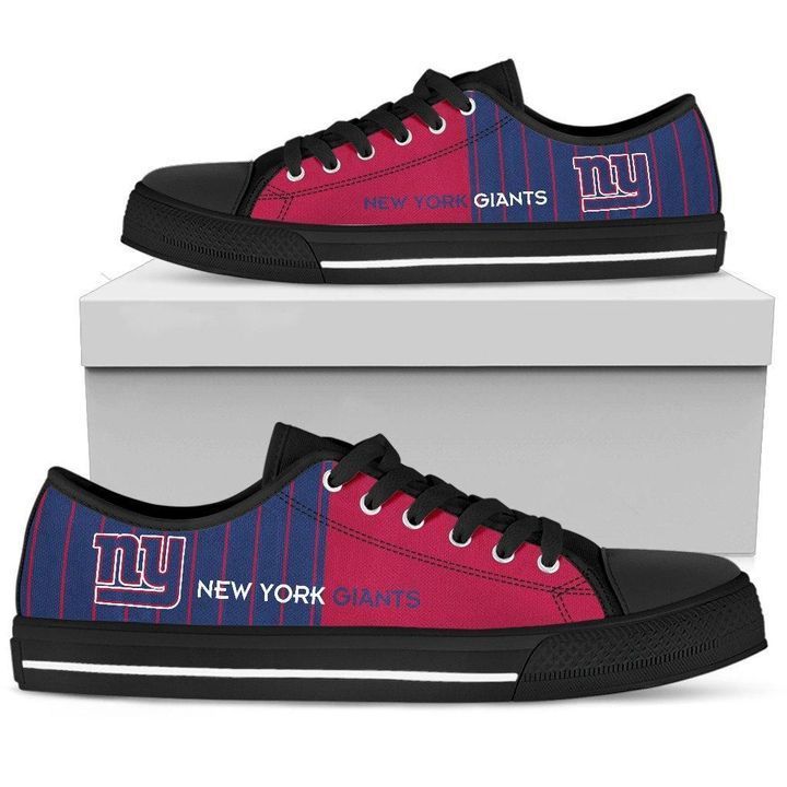 Black Low Top Canvas Custom Shoes Gift For Men Fans Cool Simple Design Vertical Stripes New York Giants