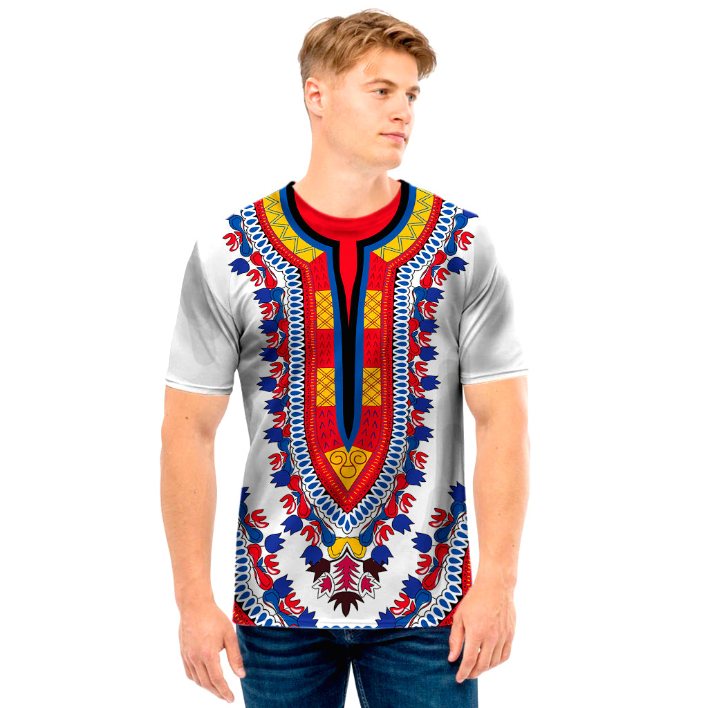 Red And White African Dashiki Print Men’S T-Shirt