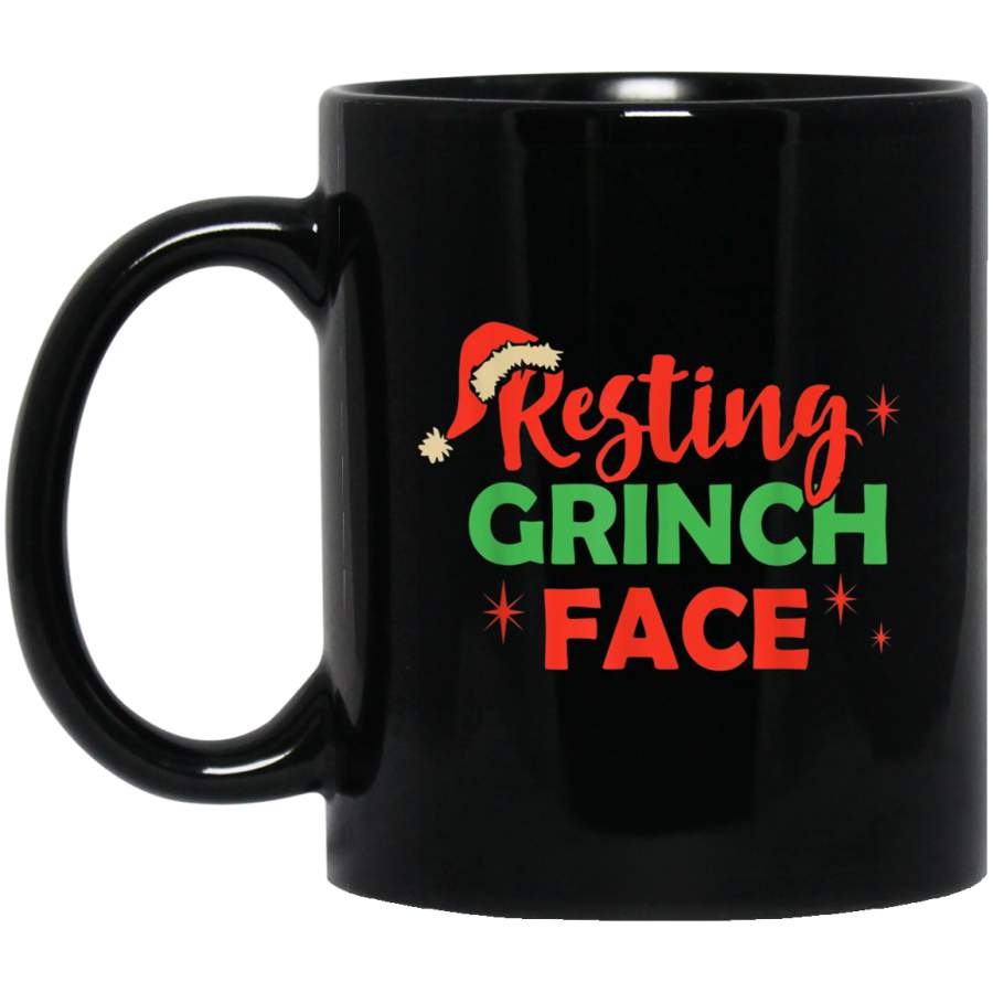 Christmas Gift for Resting Grinch-Face Funny Aesthetic Party Black Mug