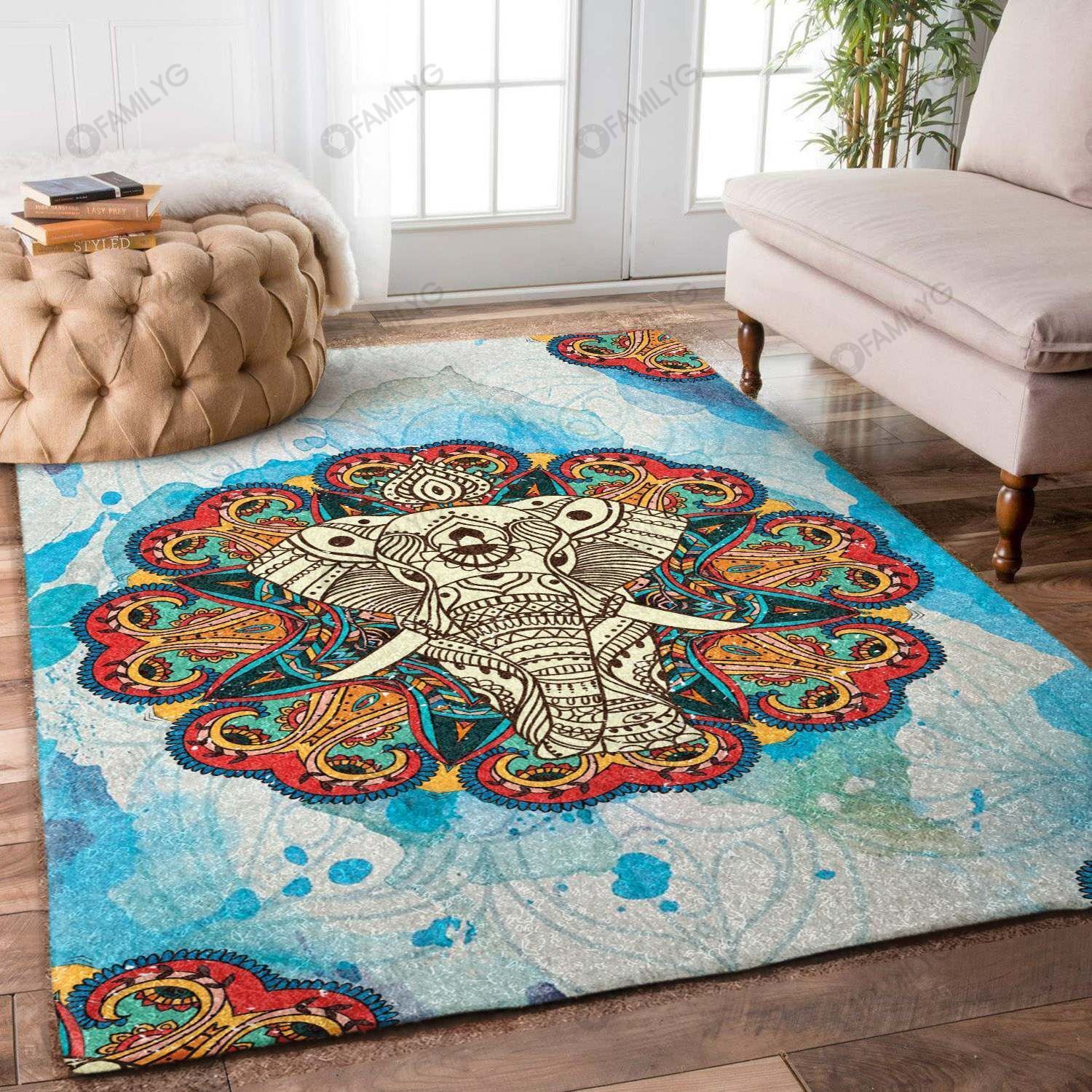 Mandala Elephant Rug