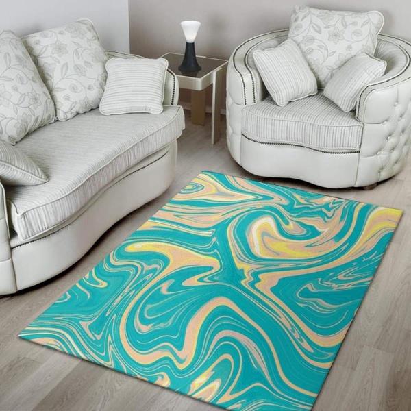 Abstract Green Marble Area Rug