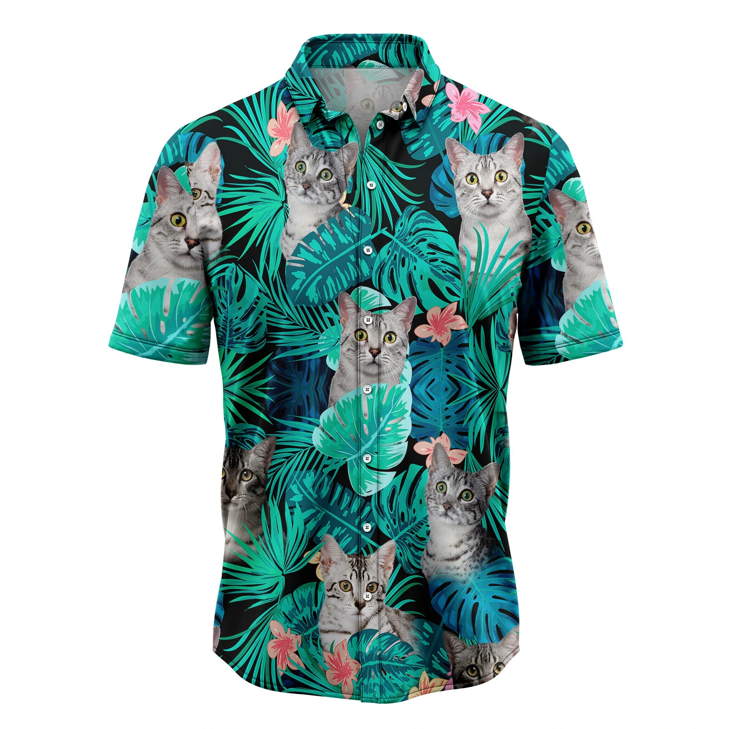 Custom Photo Cat Tropical Hawaii Summer Hawaii Shirts For Women Aloha Beach Shirt Ha104392