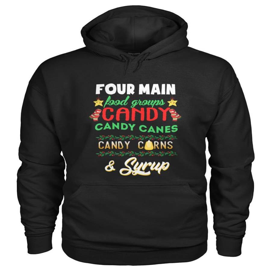 Four Main Food Groups Elf Buddy Christmas Pajama Hoodie