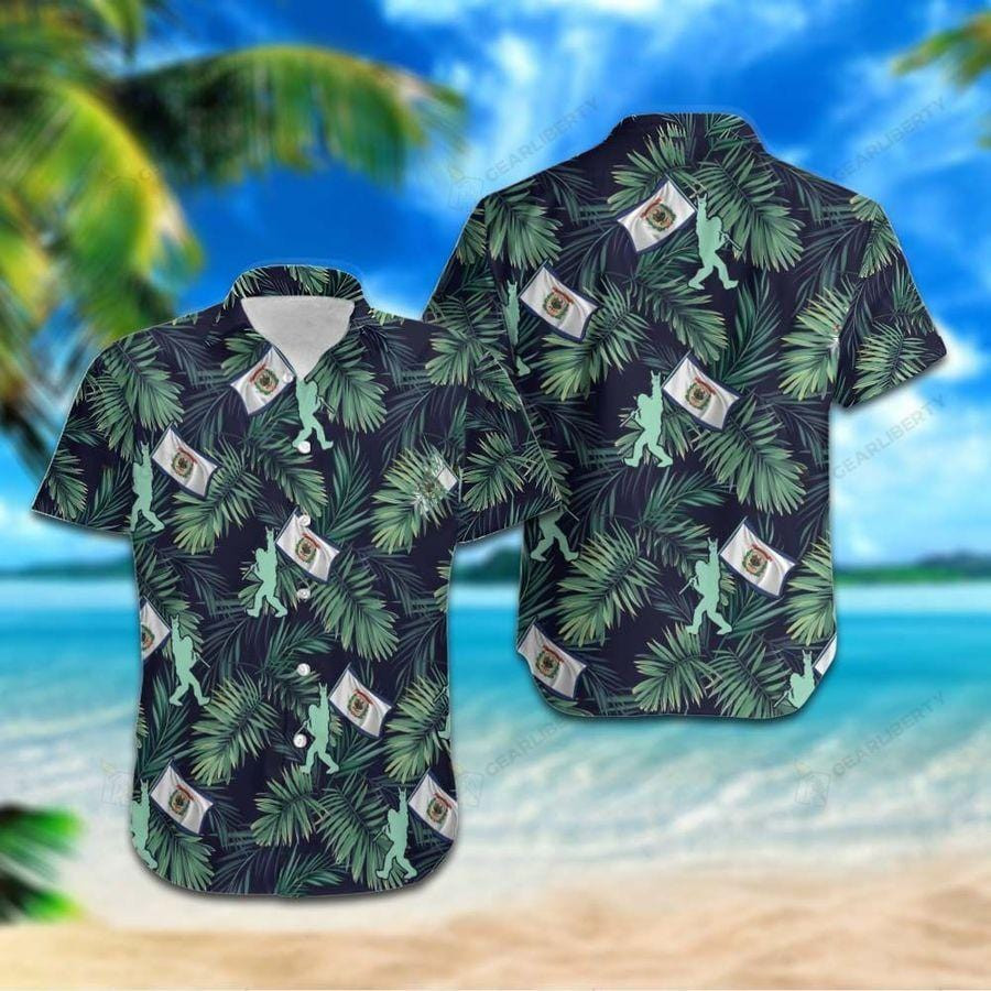 Hawaii Aloha Shirts Bigfoot With Virginia Flag Ha73013