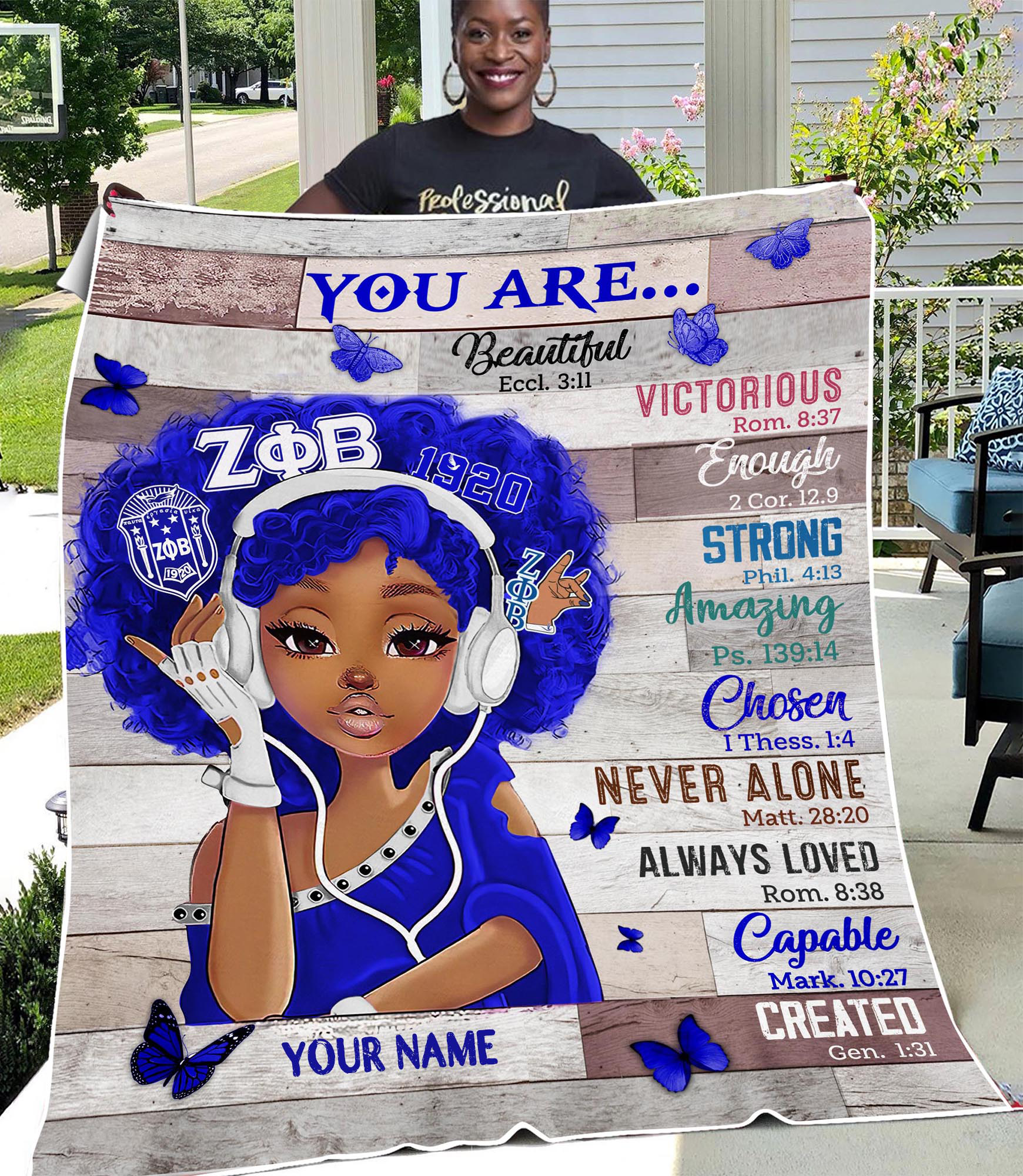 Zeta Phi Beta Black Teenage You Are Beautiful Custom Name Blanket