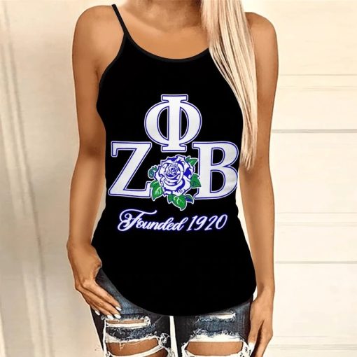 Rose Zeta Phi Beta Criss-Cross Tank Top