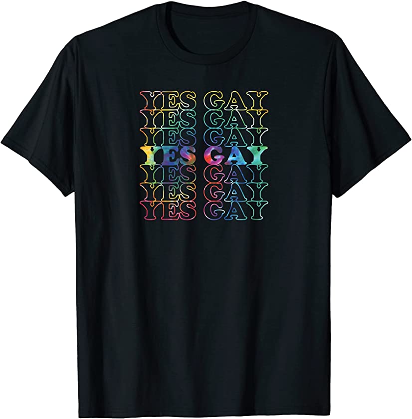 Yes Gay Tie Dye Cool Vintage Inspired LGBT Pride Rainbow T-Shirt