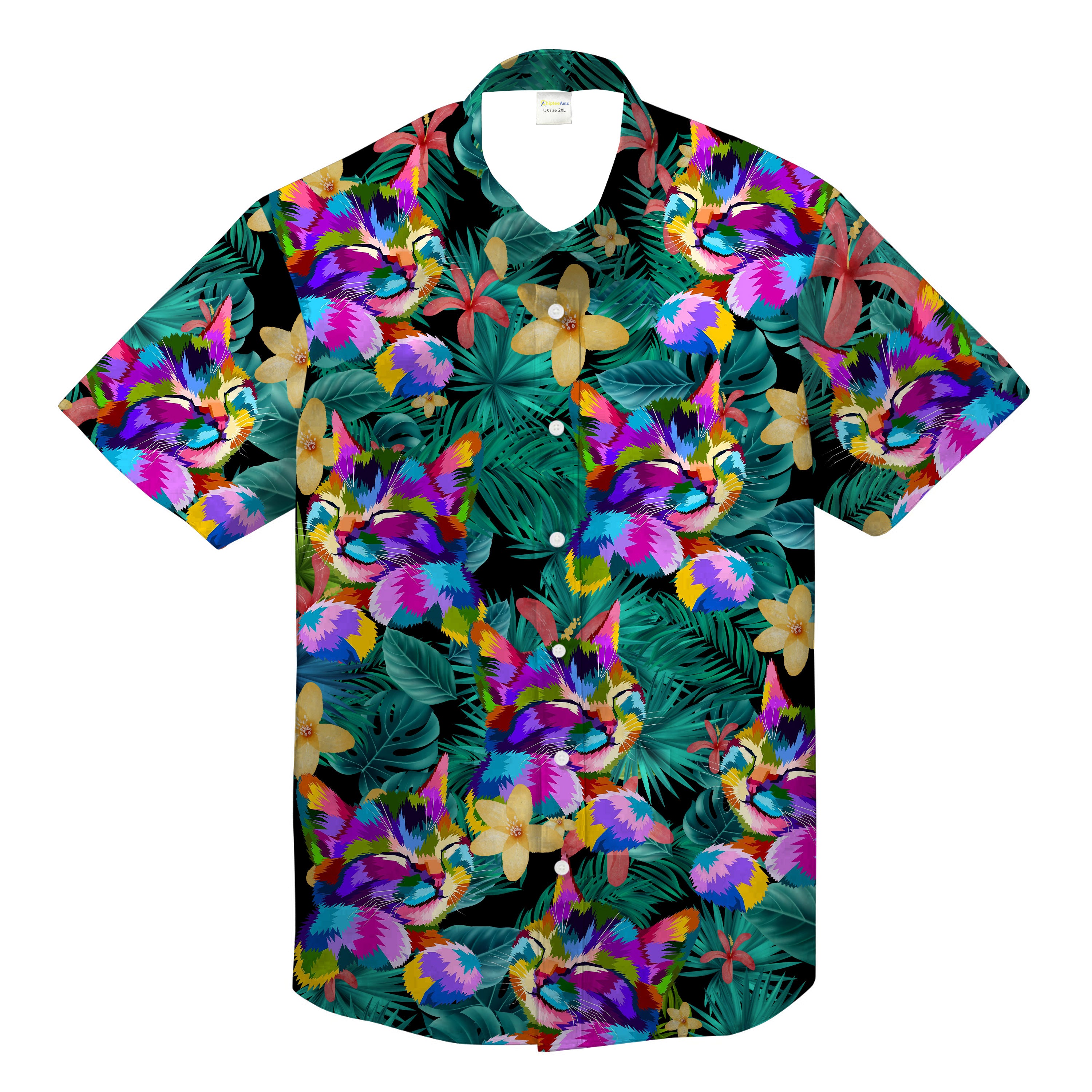 Colorful Cute Cat Tropical Hawaii Shirt Ha72548