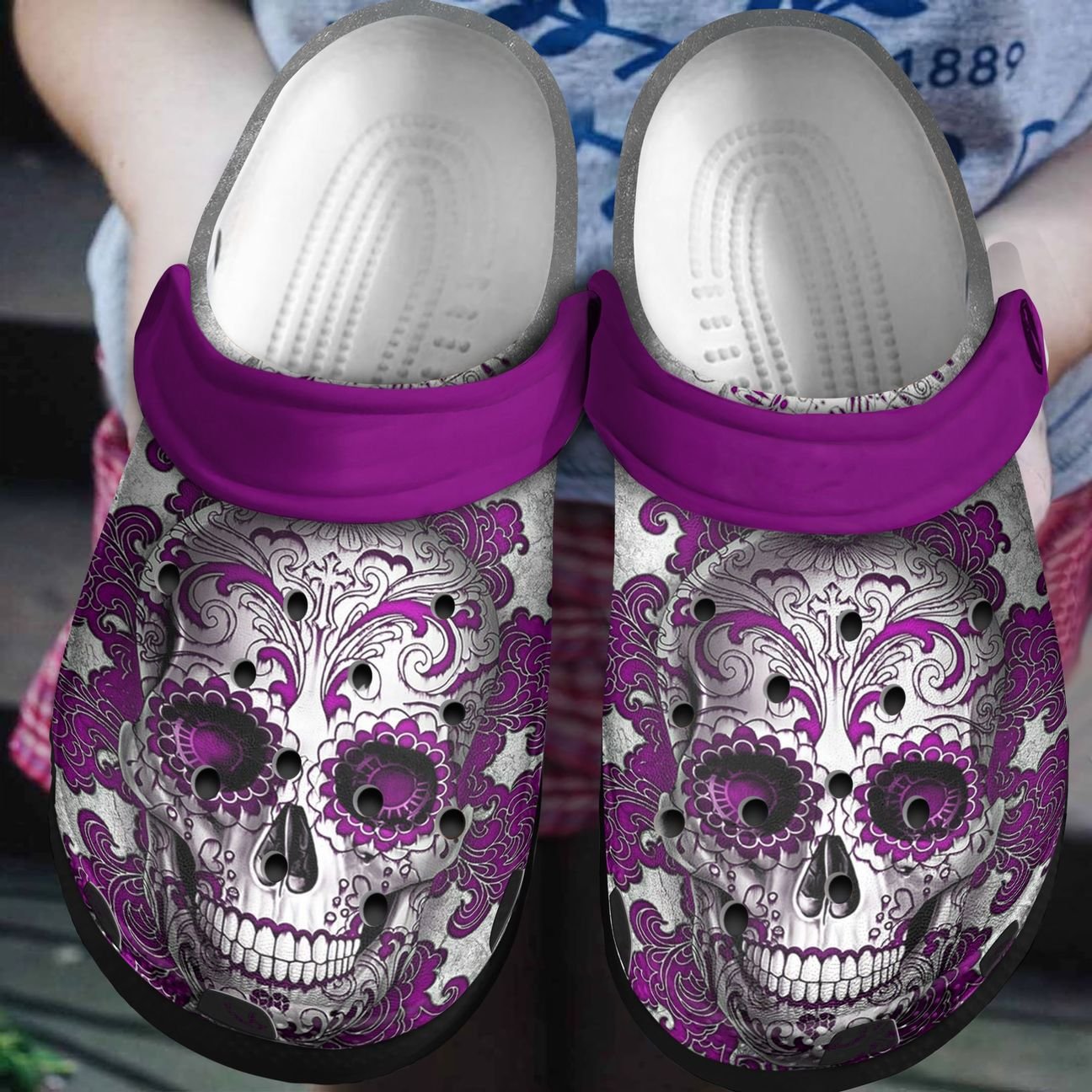 Skull Personalized Clog, Custom Name, Text, Color, Number Fashion Style For Women, Men, Kid, Print 3D Pink Skull