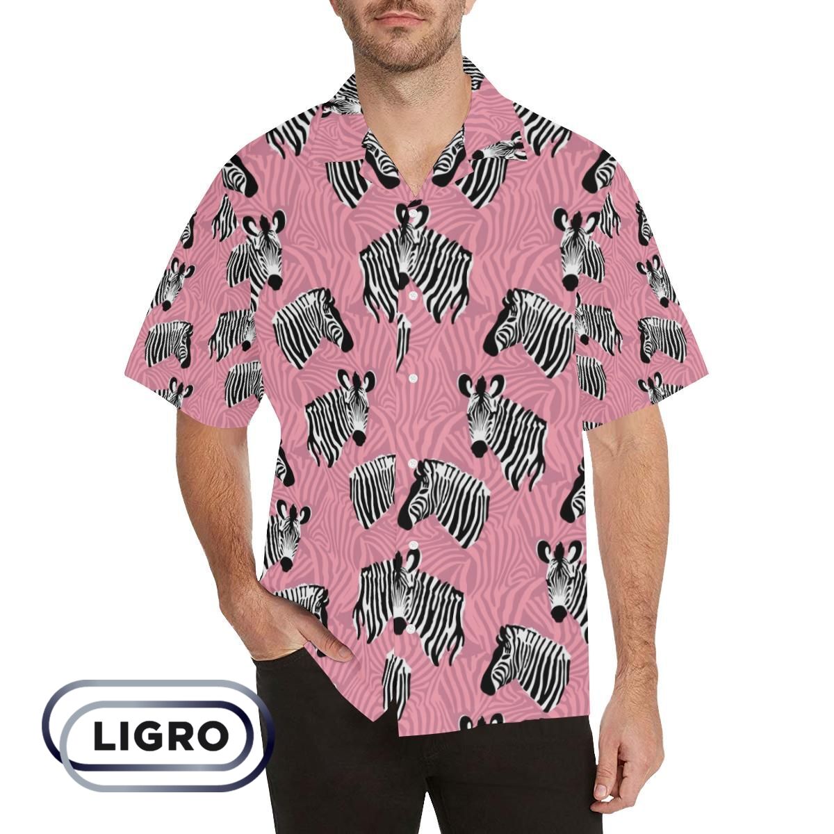 Zebra Head Pattern Mens All Over Print Hawaiian Shirt