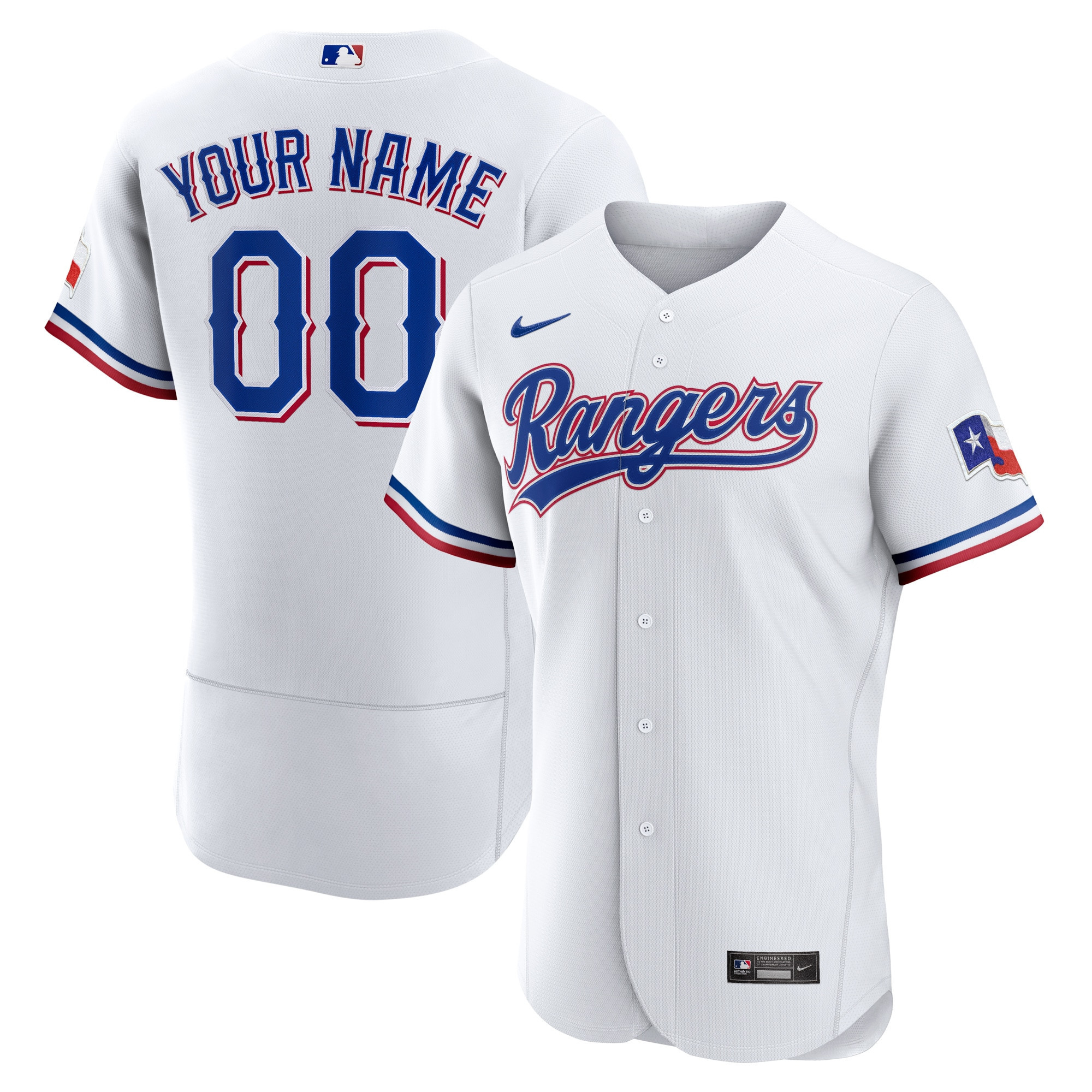 Texas Rangers Home Authentic Custom Patch Jersey – White Custom Jerseys MLB