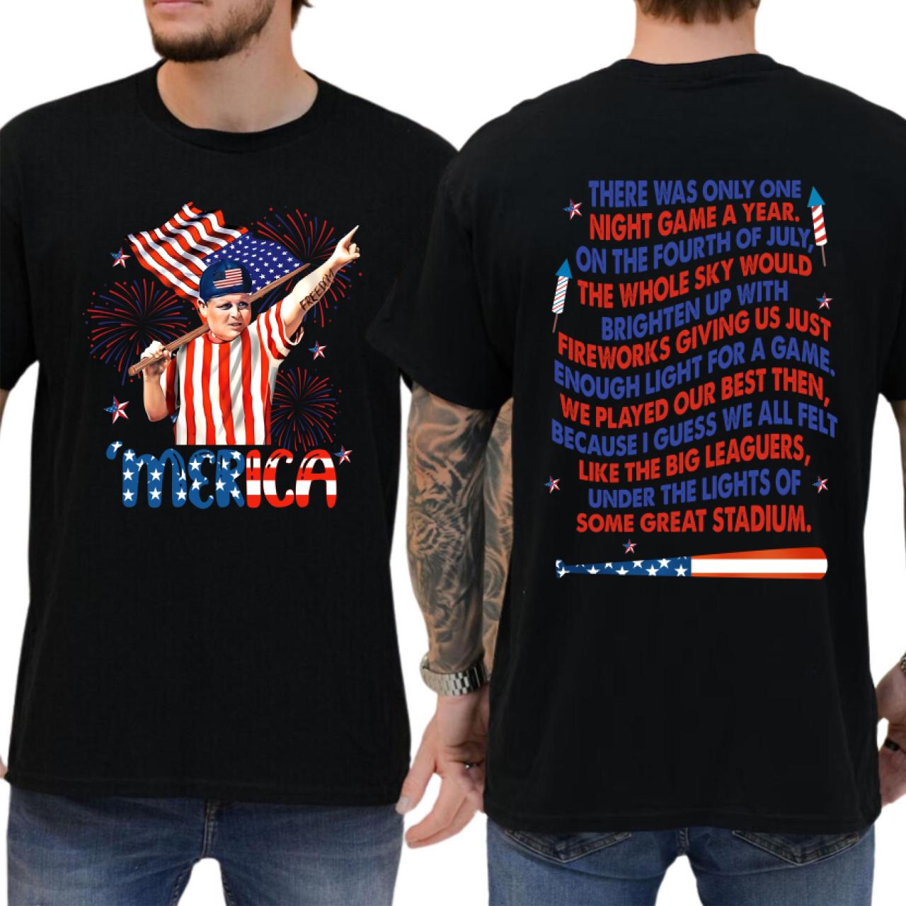 Sandlot 4th of July Graphic Tshirt, Hambino Baseball Movie Independence Day, Trendy Patriotic Tee, Best Gift for Men Women Summer Wear