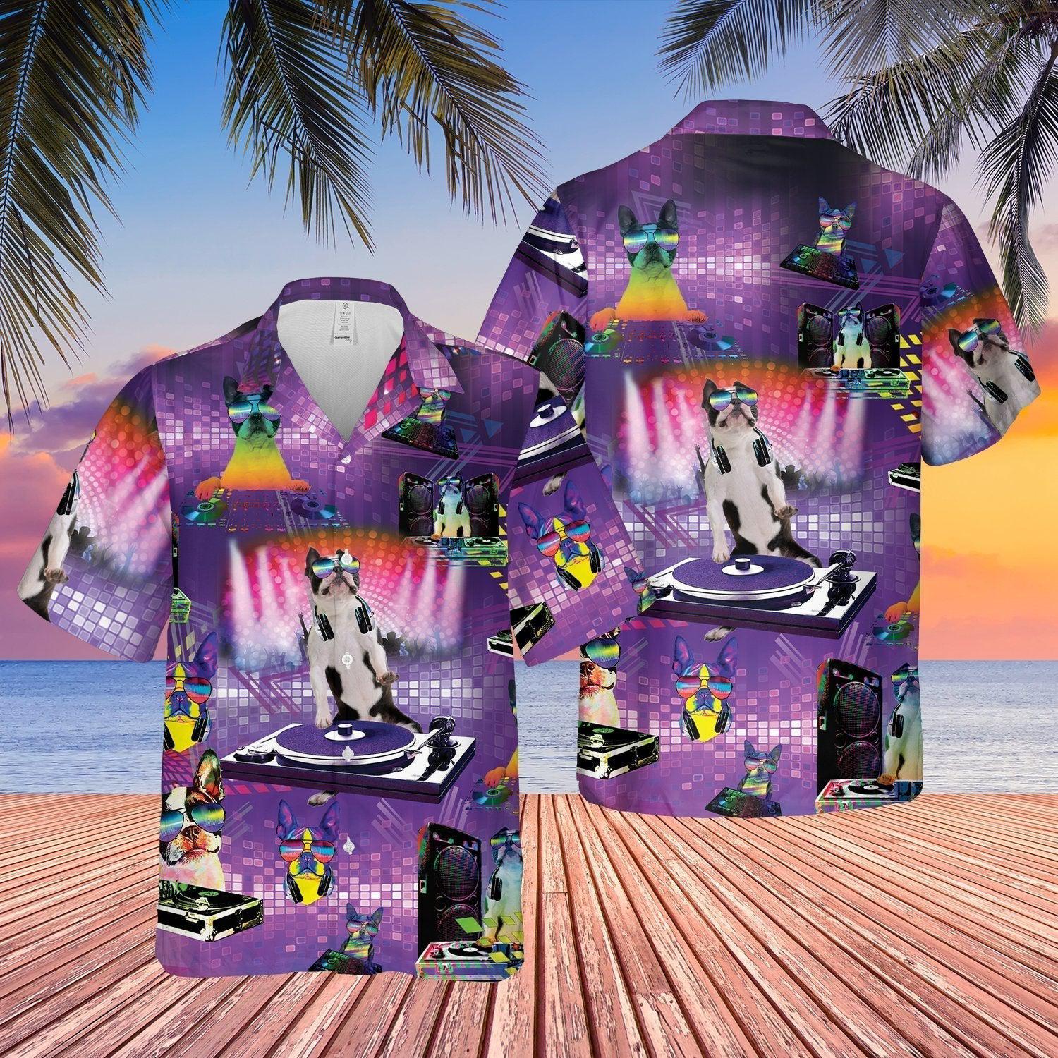 Boston Terrier Colorful Dj Player Unisex Hawaii Shirt For Men And Women Ha2329