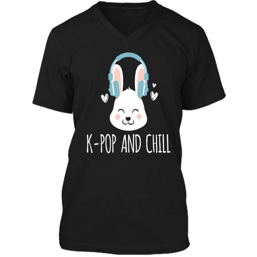 Cute Easter Bunny K-Pop And Chill Premium T-Shirt Mens Printed V-Neck T