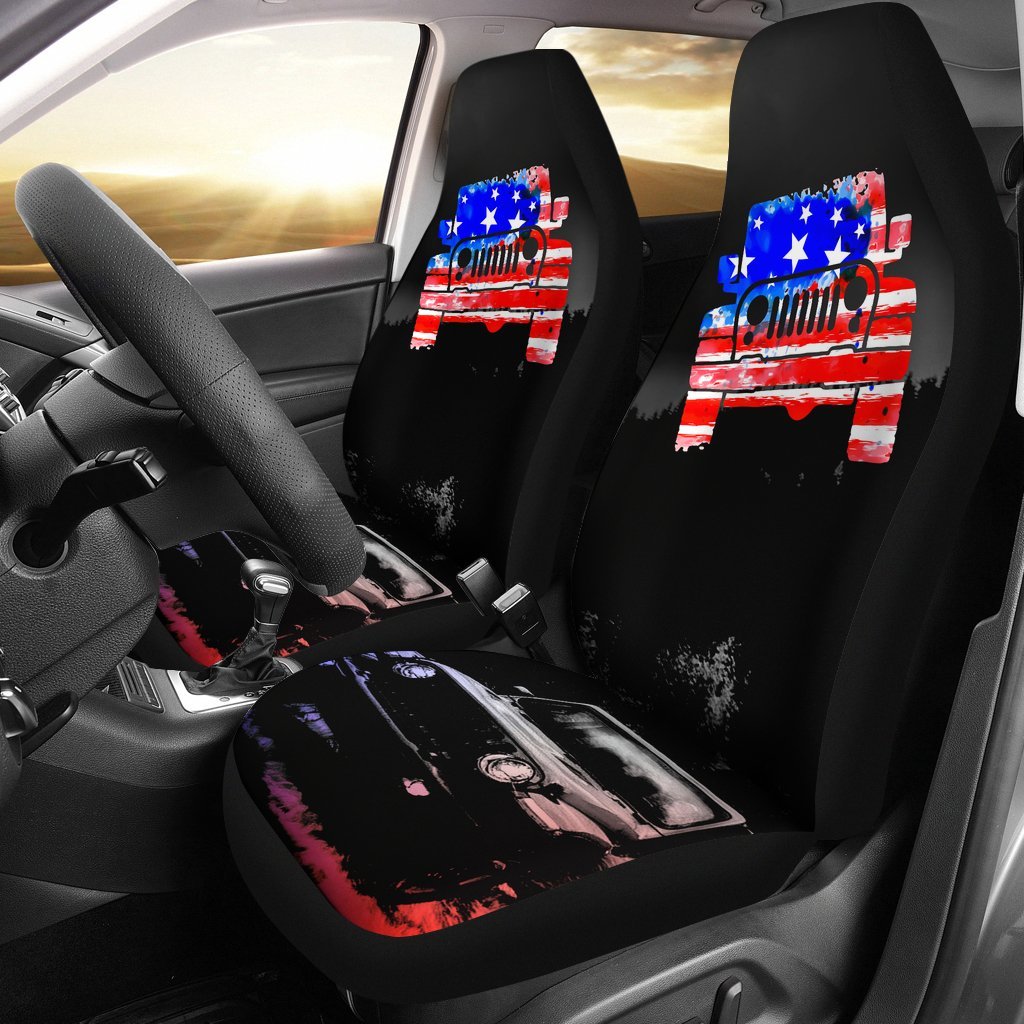 Jeep Car American Flag Usa Car Seat Covers T080220