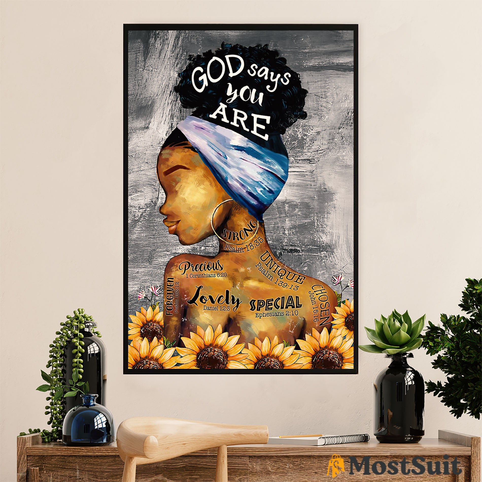 African American Afro Poster | Gift For Black Girl | Juneteenth Day Room Wall Art – God Says You Are