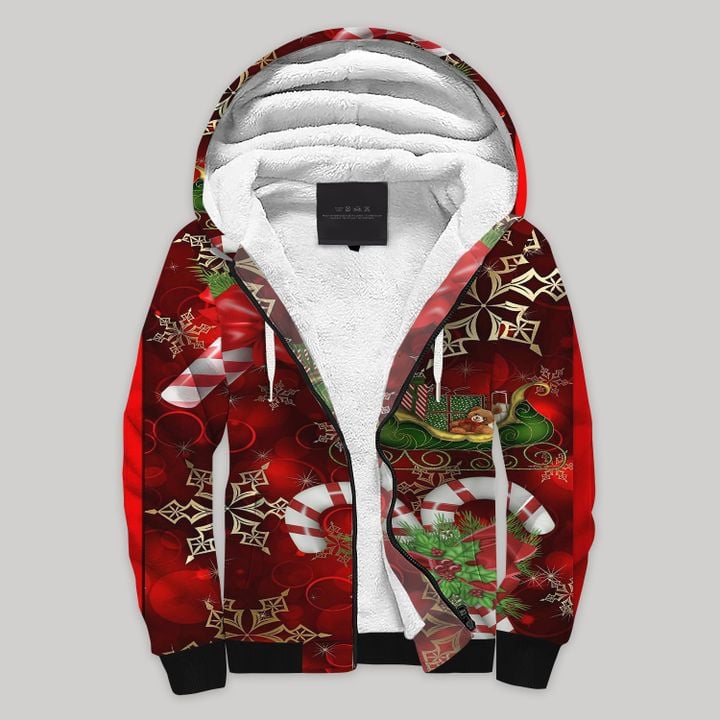 Red Christmas Blanket Fleece Zip Hoodie All Over Print | Fz966